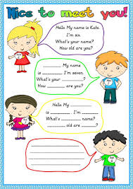 Introducing Yourself Interactive And Downloadable Worksheet You Can Do The Exer English Worksheets For Kids English Lessons For Kids How To Introduce Yourself