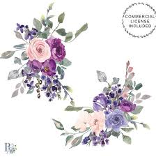 Chelsea Purple Plum And Blush Watercolor Flowers Clipart Etsy In 2020 Flower Drawing Design Purple Flowers Purple Flower Arrangements