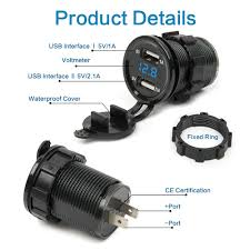 Podwojny Usb Motocykl Zapalniczki Zapalniczki Samochodowej Gniazdo Ladowarki Ladowarka Dioda Led Cyfrowy Woltomierz Miernik Monitor 3 Ko Dual Usb Usb Car Usb