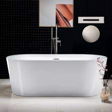 Understand the various tub styles, sizes, materials and options available. á… Woodbridge 66 Acrylic Freestanding Bathtub Contemporary Soaking Tub With Brushed Nickel Overflow And Drain White Tub B0002 B N Drain O Woodbridge