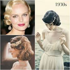 In the 1950s, it was the full swing skirts, protruding chests, and small waists that needed short cropped hairstyles to balance out the bottom heavy fashions. 1930s Popular Hairstyles With Accessories For Wedding Guests And Brides Vintage Retro