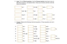 Use the choose reaction drop down menu to see other equations, and balance them. Balancing Equations Worksheet Answers Ch4 O2 Printable Worksheets And Activities For Teachers Parents Tutors And Homeschool Families