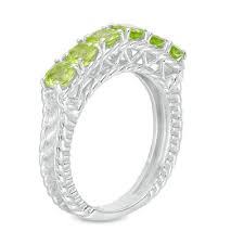 4 0mm Peridot Six Stone Ring In Sterling Silver