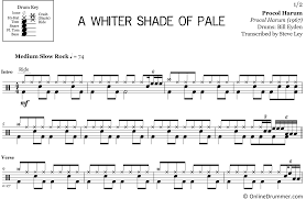 You had to live through it to appreciate it. A Whiter Shade Of Pale Procol Harum Drum Sheet Music Onlinedrummer Com