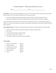 Hunger Games Persuasive Business Letter