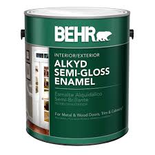 Behr 1 Gal White Alkyd Semi Gloss Enamel Interior Exterior Paint 390001 The Home Depot Painting Metal Doors Interior And Exterior Exterior Paint