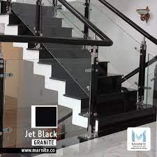 Jet Black Granite Granite Staircase Design Modern Entrance Door Black Granite