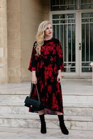 Dark Romance Floral Midi Dress With Sock Boots Meagan S Moda Floral Midi Dress Dresses Midi Dress