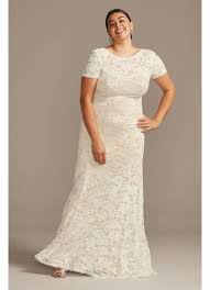 And cameo back from stella york is a sweet. Short Sleeve Low Back Plus Size Lace Wedding Dress David S Bridal
