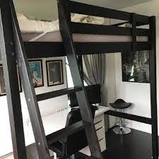 Wall hooks are a big help in a small room to maximise space. Ikea Stora Loft Bed Loft Bed Boys Bedroom Makeover Loft Bed Desk