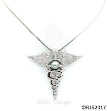Nurse Caduceus Pearl Cage Silver Necklace Pendant Crystal Snakes Staff Of Hermes Doctor Charm Silver Bracelet For Girls Solid Silver Necklace Mens Silver Necklace