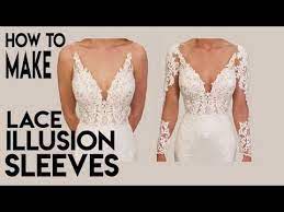 How To Make Lace Illusion Sleeves For A Wedding Gown Add Sleeves Sheer Tulle Youtube Wedding Gown Patterns Detachable Wedding Dress Dress Alterations