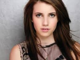 Emma Roberts Long Brown And Layered Side Bangs Emma Roberts Hair Colour For Green Eyes Long Curly Hair