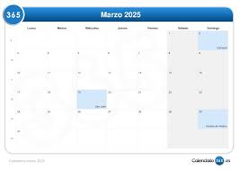 Calendario marzo 2025