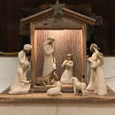 Handcrafted Barn Wood Creche For Willow Tree Nativity Set Figurines Not Included Willow Tree Nativity Willow Tree Nativity Set Christmas Nativity Scene