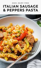 Italian Sausage And Peppers Pasta Dairy Free Simply Whisked Recipe In 2020 Stuffed Peppers Sausage Pasta Recipes Healthy Turkey Sausage Recipes
