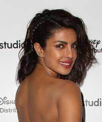 Priyanka Chopra Wavy Formal Wedding Side View Medium Length Curly Hair Medium Length Wavy Hair Half Up Hair