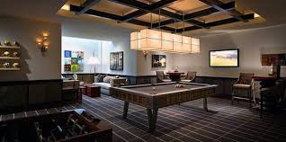 60 Game Room Ideas For Men Cool Home Entertainment Designs Contemporary Family Rooms Game Room Design Pool Table Lighting