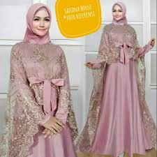 Beberapa contoh model gamis modern diatas juga dapat anda jadikan pilihan. Gaun Pesta Undangan Lebaran Gamis Maxmara Cape Brukat Gliter Warna Pink Dan Maroon Real Pict Shopee Indonesia
