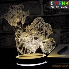 Tahtamoda 3d 3 Boyutlu Dekoratif Led Lamba Cicek Lilyum Tht3d027 Lamba Led Aynalar