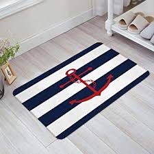 Large grey modern rugs for living room 8x10 abstract area rug red black gray 5x7. Homecreator Nautical Red Anchor Print On Navy Blue And White Stripe Door Mats Kitchen Floor Nautical Bathroom Decor Nautical Bathrooms Blue Nautical Bathrooms