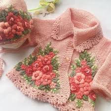 How to add embroidery to knit or crochet pieces. Knitted Children S Cardigan With Embroidery Wool Cardigan For Girls Jacket For Girls Fashionable Children Clothing Hand Embroidery Jacket In 2021 Childrens Jacket Knitting Girls Crochet Coat