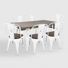 White Metal And Espresso Wood Ridgeby Dining Table World Market Dining Room Furniture Sets White Metal Chairs Contemporary Dining Room Sets