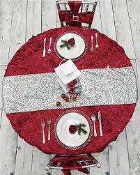 Wedding Rosette Satin 120 Round Tablecloth Apple Red Sequin Table Runner Red Tablecloth 120 Round Tablecloth