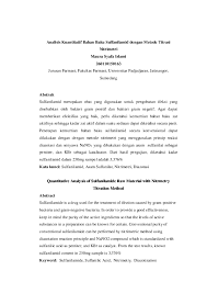 Pdf Analisis Kuantitatif Bahan Baku Sulfanilamid Dengan Metode Titrasi Nitrimetri Maura Syafa Academia Edu