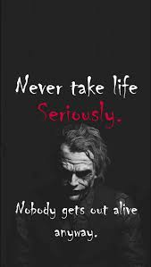 Wallpaper joker heath ledger the dark knight hd creative. Never Take Life Seriously Joker Hd Wallpaper Joker Wallpapers Harley And Joker Love