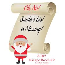 Oh No Santa S List Is Missing A Diy Escape Room Kit Etsy Escape Room Escape Room For Kids Holiday Party Decorations Diy