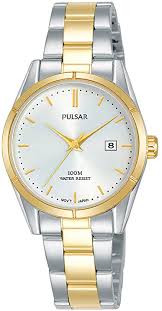 Pulsar Analoog Dameshorloge Met Roestvrijstalen Band Ph7474x1 Kleding Pulsar Analoog D In 2020 Bracelet Watch Two Tone Watch Wooden Wedding Bands