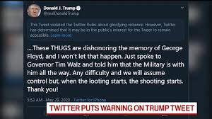 All 30,000+ of trump's tweets, instantly searchable. Twitter Puts Warning On Trump Minneapolis Shooting Tweet Bloomberg