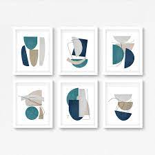 Add interest to a boring wall with a painted geometric accent wall. Geometric Abstract Blue Gray Wall Art Set Of 6 Prints Square Etsy In 2021 Modern Art Abstract Modern Artwork Abstract Geometric Wall Art