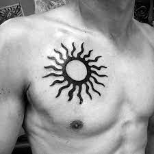 Top 37 Simple Chest Tattoo Ideas 2021 Inspiration Guide Chest Tattoo Men Sun Tattoo Designs Chest Tattoos For Women