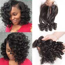 Say Me 3 Bundle Deals Bouncy Curly Human Hair Weave Bundles With Closure Funmi Peruvian Hair B Human Hair Lace Wigs Peruvian Hair Bundles Curly Human Hair Wigs