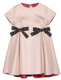 Fendi Kids Bow Trimmed A Line Dress Toddler Girl Dresses Kids Dress Daughters Clothes