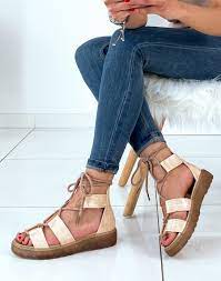 Check spelling or type a new query. Sandales Plates Beiges Avec Lacets Chevilles