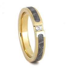 Our gibeon meteorite rings feature this type of meteorite's signature widmanstatten pattern. Yellow Gold Sapphire Meteorite Ring 3188 Aerolite Meteorites