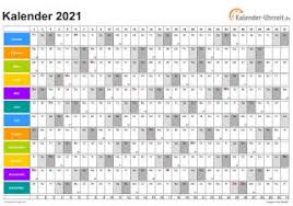 Jahreskalender 2021 mit feiertagen und geeignet für eine vielzahl von anwendungen: Excel Kalender 2021 Kostenlos
