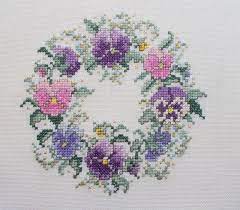 Endet am freitag, 17:47 mesz 3t 9std. Cross Stitch Finished Unframed Lovely Pansy Wreath In Pink And Purple Kreuzstichblumen Kreuzstich Landschaft Sticken Kreuzstich