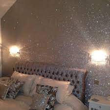 Silver Glitter Wall Glitterwall Glitterwallpaper Glitter Wallpaper Bedroom Glitter Bedroom Bedroom Diy