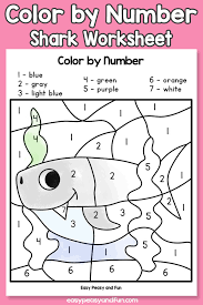 Color by number worksheets are great for learning the numbers and simple math skills. Shark Color By Number Worksheets Easy Peasy And Fun Membership