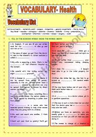 English vocabulary for describing an illness & symptoms exercise most people at some point during a year will be ill. Health Vocabulary And Exercises Esl Worksheet By Jessicae