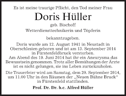 Traueranzeigen von Doris Hüller