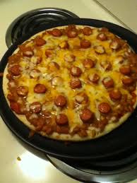 Saute onions in butter until tender. Baked Bean Hot Dog Pizza Baked Hot Dogs Baked Beans Hot Dog Pizza