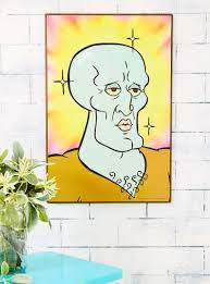 Spongebob Squarepants Handsome Squidward Wood Wall Art Funny Paintings Spongebob Painting Cute Canvas Paintings