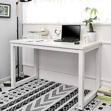 Amazon Com Homesailing I Shape Wood Computer Pc Gaming Desk Table White For Laptop Office Modern W Furniture Office Computer Desk Modern Home Office Furniture