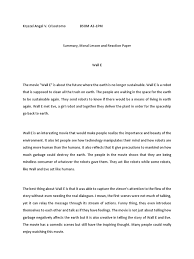 As a result of constant production and. Wall E Reaction Paper