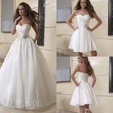Simple A Line Beach Wedding Dresses 2 In 1 Detachable Long Skirt Two Pieces Short Bridal G Detachable Wedding Dress Wedding Dresses Convertible Wedding Dresses